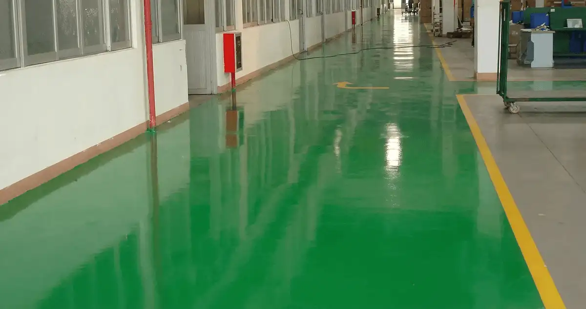 A factory floor professionally covered and marked with epoxy flooring in Bloomington, IN