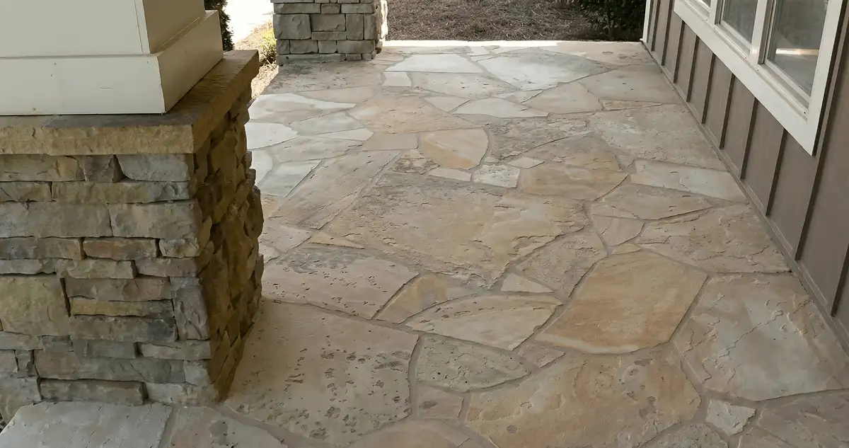House entrance with professionally installed stone flooring in Bloomington IN